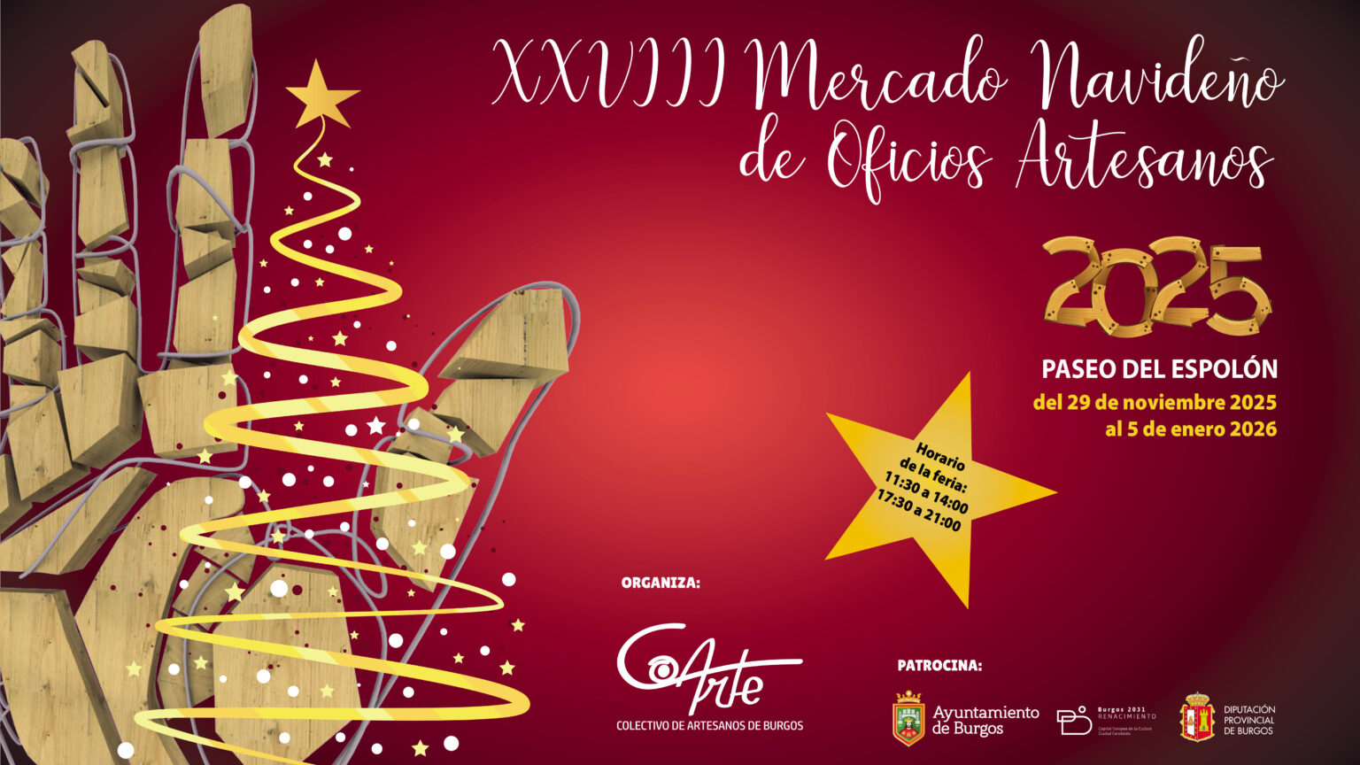 Cartel del XXVIII Mercado Navideño de Oficios Artesanos de Burgos.